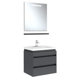 Kale Idea 2.0 65 Cm Parlak Antrasit Çift Çekmeceli Banyo Dolabı Takımı