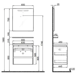 Kale Idea 2.0 65 Cm Pasifik A Çift Çekmeceli Banyo Dolabı Takımı Hemen Al