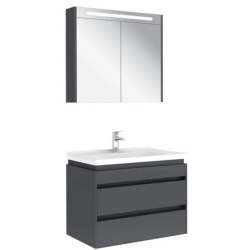 Kale Idea 2.0 80 Cm Parlak Antrasit Çİft Çekmeceli Banyo Dolabı Takımı 610100200515