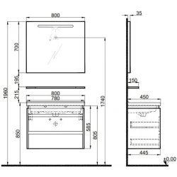 Kale Idea 2.0 80 Cm Parlak Antrasit Çift Çekmeceli Banyo Dolabı Takımı 610100200527 Hemen Al
