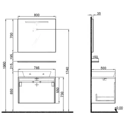 Kale Idea 2.0 80 Cm Pasifik B Tek Çekmeceli Banyo Dolabı Takımı (Ayna-Çanak Lavabo) Hemen Al