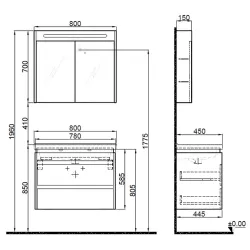 Kale Idea 2.0 80 Cm Parlak Antrasit Çİft Çekmeceli Banyo Dolabı Takımı 610100200515 Hemen Al