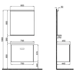 Kale Little Big 80 Cm Antrasit Banyo Dolabı Takımı Hemen Al