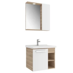 Kale Mare 65 Cm Beyaz-Meşe Banyo Dolabı Takımı