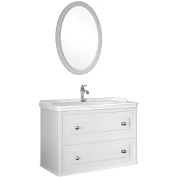 Kale Miro 100 Cm Mat Beyaz Banyo Dolabı Takımı