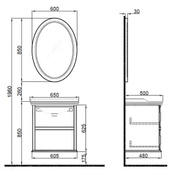 Kale Miro 65 Cm Mat Beyaz Banyo Dolabı Takımı Hemen Al