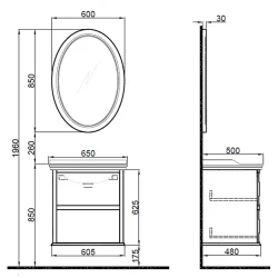 Kale Miro 65 Cm Mat Gri Banyo Dolabı Takımı Hemen Al