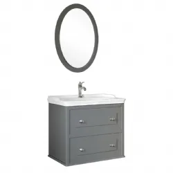 Kale Miro 80 Cm Mat Gri Banyo Dolabı Takımı