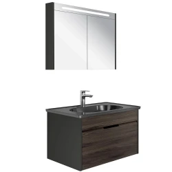 Kale Motion 80 Cm Set Antrasit-Ceviz (Parlak Siyah Lavabo) Hemen Al
