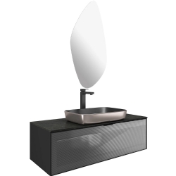 Kale Ombra 120 Cm Mat Siyah-Bronz Banyo Dolabı Takımı