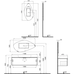 Kale Ombra 120 Cm Mat Siyah-Bronz Banyo Dolabı Takımı Hemen Al