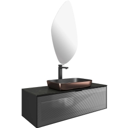 Kale Ombra 120 Cm Mat Siyah-Pltn Banyo Dolabı Takımı