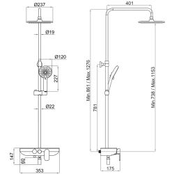 Kale Rain Raflı 3 Fonksiyonlu Duş Barı Hemen Al