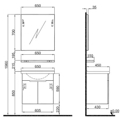 Kale Stora 65 Cm Parlak Beyaz Banyo Dolabı Takımı (Ayna Dolaplı) Hemen Al