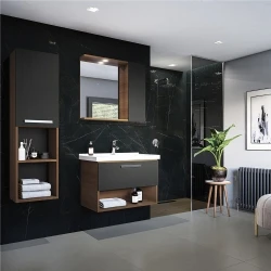 Kale Trevi 65 Cm Antrasit-Ceviz Banyo Dolabı Takımı Hemen Al