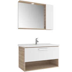 Kale Trevi 100 Cm Beyaz-Meşe Banyo Dolabı Takımı