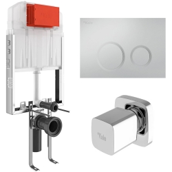 Kale Triton 3/6L Duvar İçi Gömme Rezervuar + Corro Parlak Krom Panel + V200 Ankastre Stop Valf