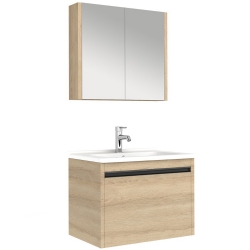 Kale Vista 80 Cm Set (Lavabo Dolabı + Ayna Dolabı) Koyu Meşe (Lavabo Hariç)