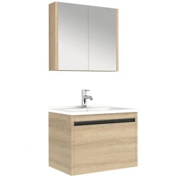 Kale Vista 80 Cm Set (Lavabo Dolabı + Ayna Dolabı) Koyu Meşe (Lavabo Hariç) Hemen Al