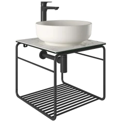 Kale Volo 45 Cm Yuvarlak Mat İnci Lavabolu Metal Banyo Mobilya Seti Hemen Al