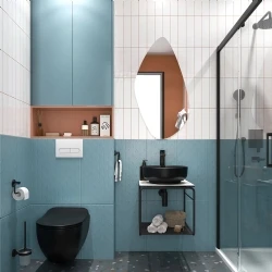 Kale Volo 45 Cm Yuvarlak Siyah Lavabolu Metal Banyo Mobilya Seti Hemen Al