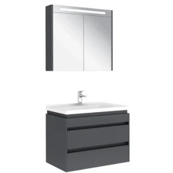 Kale Woody 100 Cm Beyaz-Ceviz Banyo Dolabı Takımı Hemen Al