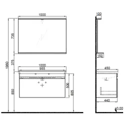 Kale Woody 100 Cm Beyaz-Ceviz Banyo Dolabı Takımı Hemen Al