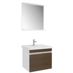 Kale Woody 65 Cm Beyaz-Ceviz Banyo Dolabı Takımı Hemen Al
