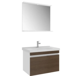 Kale Woody 80 Cm Beyaz-Ceviz Banyo Dolabı Takımı