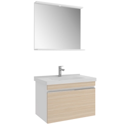 Kale Woody 80 Cm Beyaz-Krem Meşe Banyo Dolabı Takımı