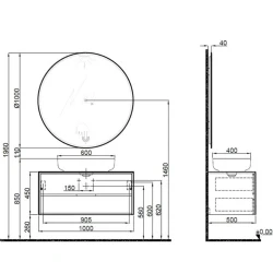Kale Zero 2.0 100 Cm Antrasit-Ceviz Banyo Dolabı Takımı 610100201076 Hemen Al