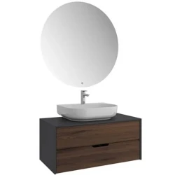 Kale Zero 2.0 100 Cm Antrasit-Ceviz Banyo Dolabı Takımı Hemen Al