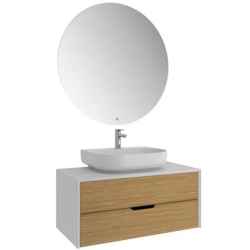 Kale Zero 2.0 100 Cm Beyaz-Meşe Banyo Dolabı Takımı