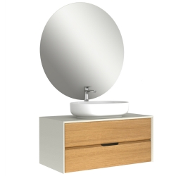 Kale Zero 2.0 100 Cm Beyaz-Meşe (Oval Çanak Lavabo) Banyo Dolabı Takımı