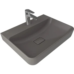 Kale Zero 2.0 60x45 Cm Armatür Bantlı Mat Antrasit-Gri Dikdörtgen Tezgah Üzeri Lavabo Hemen Al