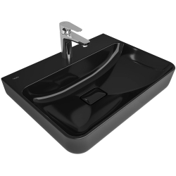 Kale Zero 2.0 60x45 Cm Armatür Bantlı Siyah Dikdörtgen Tezgah Üzeri Lavabo