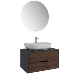 Kale Zero 2.0 80 Cm Antrasit-Ceviz Banyo Dolabı Takımı