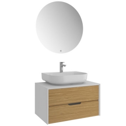 Kale Zero 2.0 80 Cm Beyaz-Meşe Banyo Dolabı Takımı
