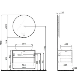 Kale Zero 2.0 80 Cm Beyaz-Meşe Banyo Dolabı Takımı 610100201077 Hemen Al