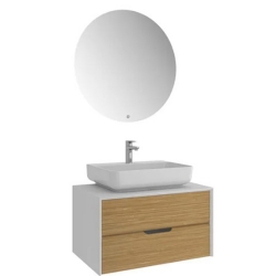 Kale Zero 2.0 80 Cm Beyaz-Meşe Banyo Dolabı Takımı 610100201077