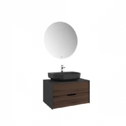 Kale Zero 2.0 80 Cm Set Antrasit & Ceviz (Oval Parlak Siyah Armatür Bantlı Lavabo) Hemen Al