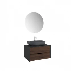 Kale Zero 2.0 80 Cm Set Antrasit Ceviz Banyo Dolabı (Oval Mat Antrasit Armatür Bantlı Lavabo) Hemen Al