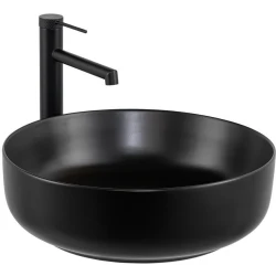 Lena E-W1201MS 44 Cm Mat Siyah Yuvarlak Tezgah Üstü Lavabo Hemen Al