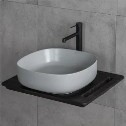Lena E-W1203MG 44 Cm Mat Gri Kare Tezgah Üstü Lavabo Hemen Al