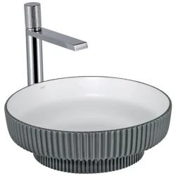 Lena E-W1501MGB 41x41 Cm Mat Gri-Beyaz Tezgah Üstü Lavabo Hemen Al
