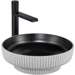 Lena E-W1501MSB 41x41 Cm Mat Siyah-Beyaz Tezgah Üstü Lavabo