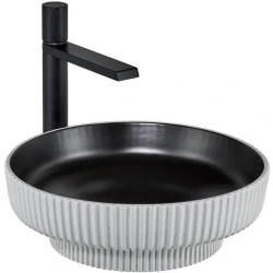 Lena E-W1501MSB 41x41 Cm Mat Siyah-Beyaz Tezgah Üstü Lavabo Hemen Al