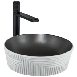 Lena E-W1502MKG 40x40 Cm Mat Koyu Gri-Beyaz Tezgah Üstü Lavabo Hemen Al