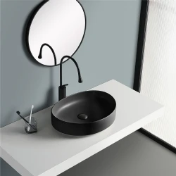 Lena EY-4713MS 50x38 Cm Mat Siyah Tezgah Üstü Lavabo Hemen Al