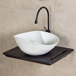 Lena EY-9101 50x34 Cm Mat Beyaz Tezgah Üstü Lavabo Hemen Al